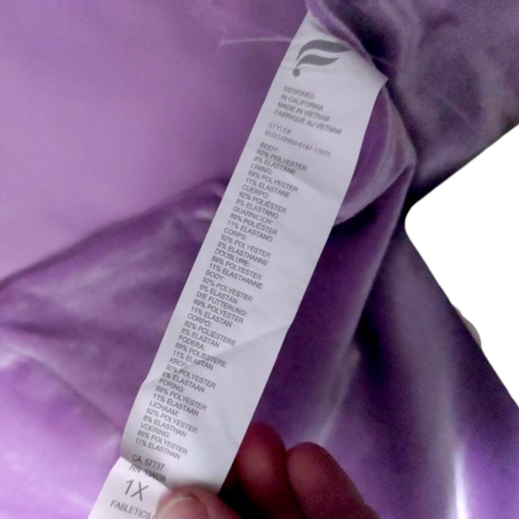 Fabletics Lilac Purple Gigi Velour One Shoulder Bodysuit Womens Plus Size 1X NWT - Picture 9 of 10
